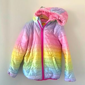 Kids coat rainbow puffer size 7-8